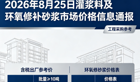 慈利2026年8月25日灌浆料及环氧修补砂浆市场价格信息通报